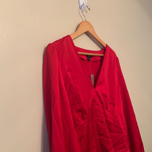 J. CREW Red Satin Blouse Crepe NWT - Picture 2 of 6